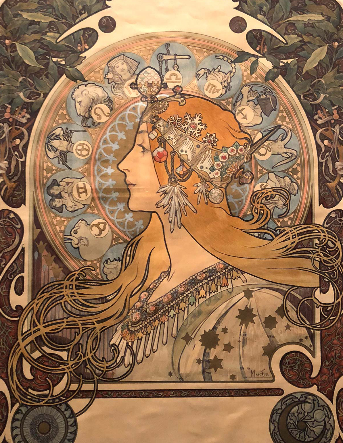 Details of Zodiac by Alphonse Mucha